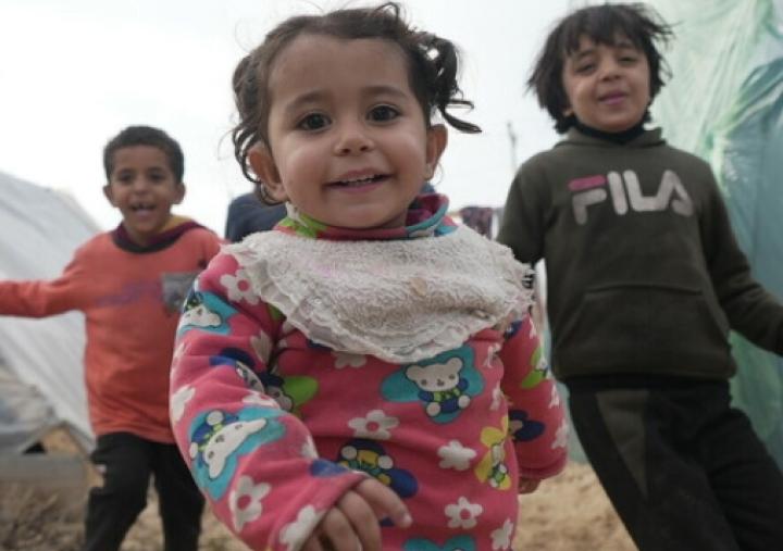 Children in Mawasi Rafah are playing among their parents and among the tents their parents built after being forcibly displaced from Gaza City and the North Gaza Strip. Children in Mawasi Rafah are playing among their parents and among the tents their parents built after being forcibly displaced from Gaza City and the North Gaza Strip.